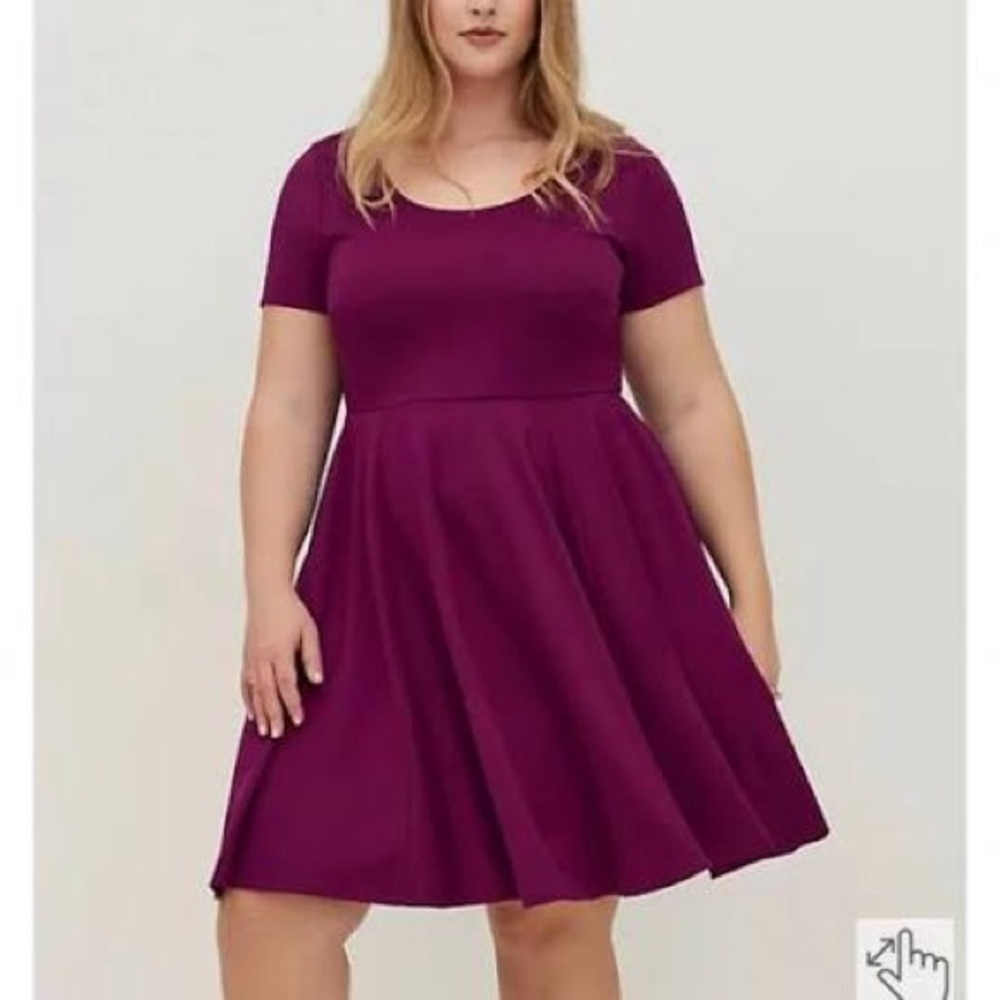 Torrid Ponte Purple Scoop Neck Skater Dress - 3